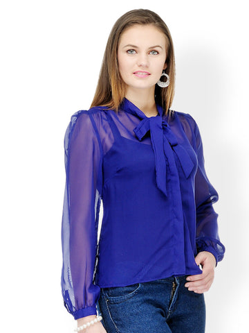 Color Cocktail Women Blue Top