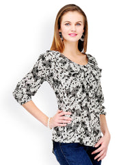Color Cocktail Women Grey Printed Top