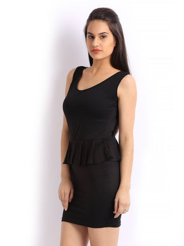 Cottinfab Black Peplum Dress