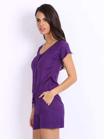 Cottinfab Women Purple Playsuit