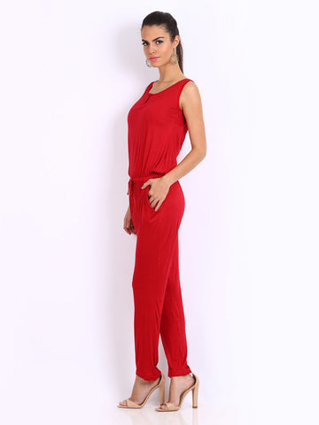Cottinfab Women Red Jumpsuit
