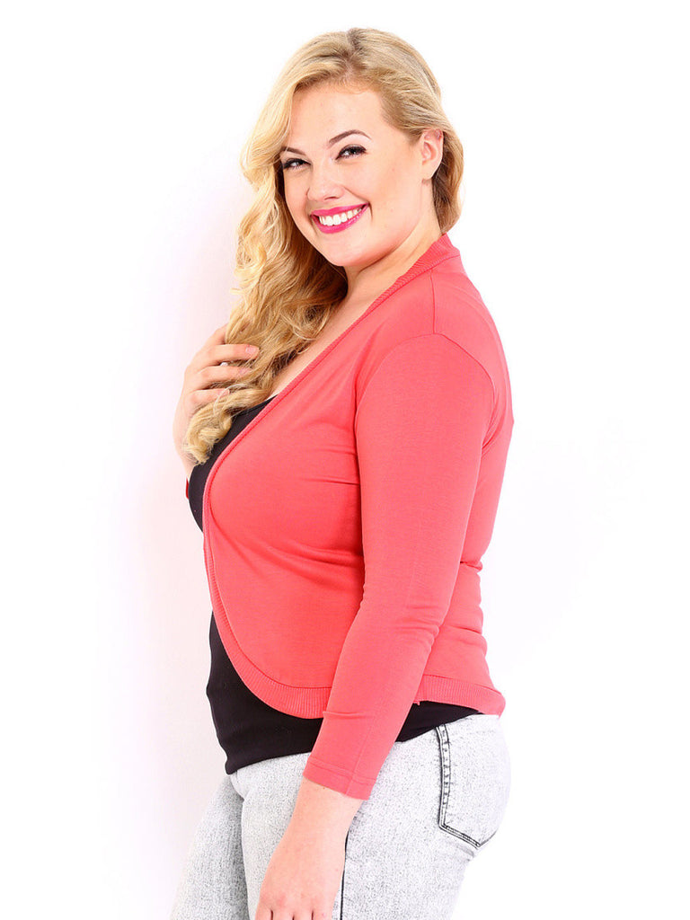 Curvy by DressBerry Coral Pink Shrug