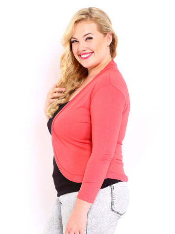 Curvy by DressBerry Coral Pink Shrug