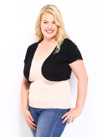 Curvy by DressBerry Women Black Shrug