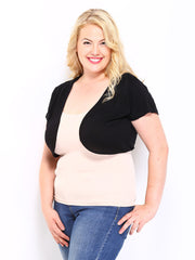 Curvy by DressBerry Women Black Shrug