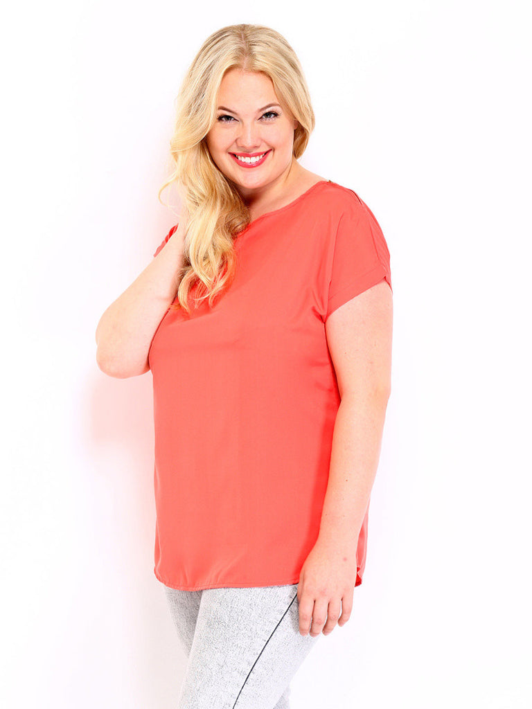 Curvy by DressBerry Women Coral Pink Top