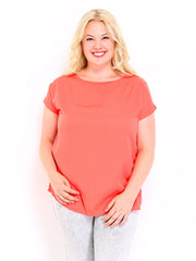 Curvy by DressBerry Women Coral Pink Top