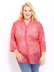 Curvy by DressBerry Women Pink Printed Shirt