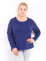 Curvy by Roadster Women Navy Lace Top