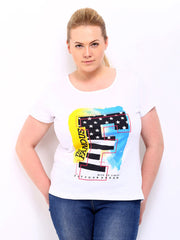 Curvy by Roadster Women White Printed Top