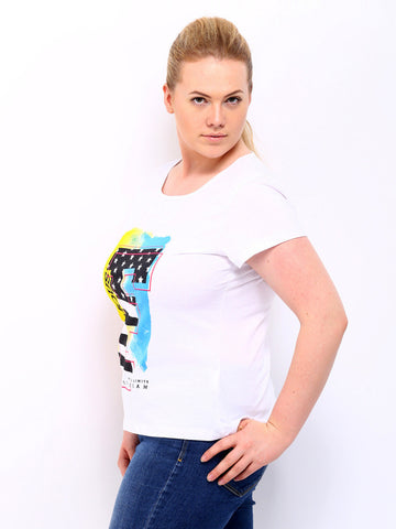 Curvy by Roadster Women White Printed Top