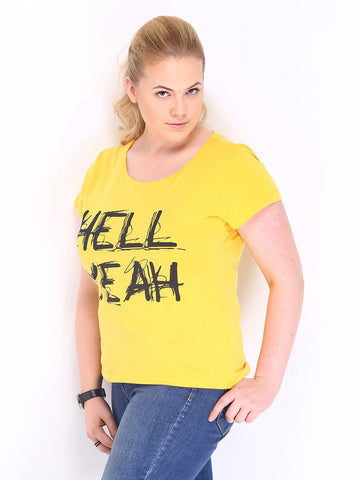 Curvy by Roadster Women Yellow Printed Top
