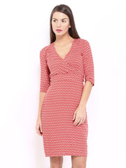 D Muse by DressBerry White &amp; Red Printed Wrap Berry Dress