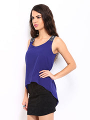 D Muse Women Blue High-Low Top