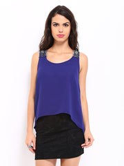 D Muse Women Blue High-Low Top