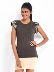 D Muse Women Brown Sequinned Top