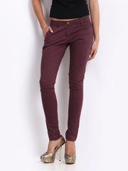 D Muse Women Burgundy Slim Fit Trousers