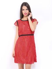 D Muse by DressBerry Red Lace Shaper Berry Dress