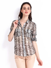D Muse Women Grey &amp; Black Printed Shirt