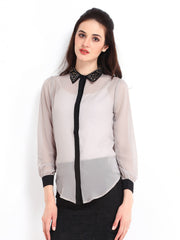D Muse Women Grey Sheer Shirt