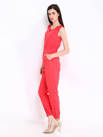 D Muse Women Pink 70s Berry Jumpsuit