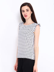 D Muse Women White &amp; Black Printed Top
