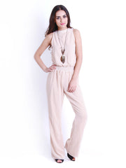 D&amp;S Women Cream Coloured Printed Jumpsuit