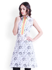 D&amp;S Women White Printed Kurta