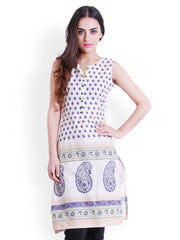 D&amp;S Women Cream Coloured Printed Kurta