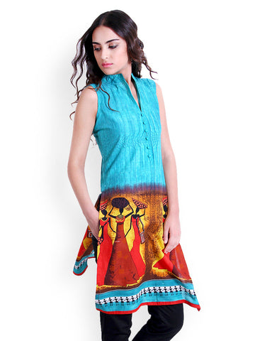 D&amp;S Women Sea Green Printed Kurta