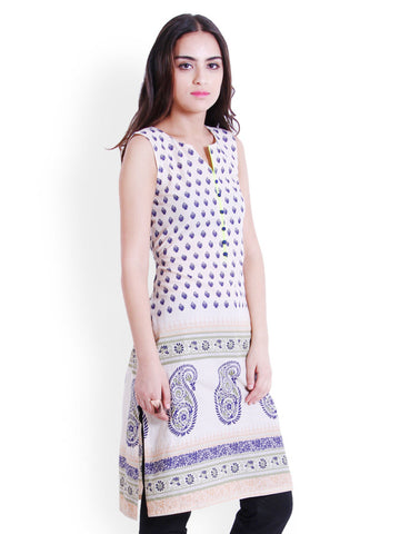 D&amp;S Women Cream Coloured Printed Kurta