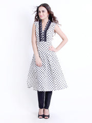 D&amp;S Women White Printed Kurta