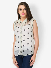Dazzgear Women Off-White Dot Print Shirt