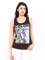 Deal Jeans Women Black Printed Racer Back Top