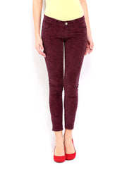 Deal Jeans Women Pink Printed Ankle Length Corduroy Trousers