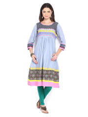 Diya Women Grey Printed Kurta