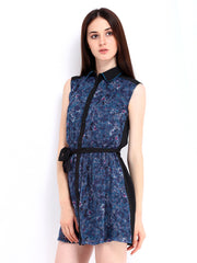 DressBerry Black &amp; Blue Printed Flare Berry Dress