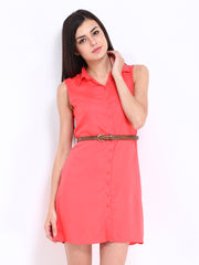 DressBerry Coral Pink Collar Berry Dress