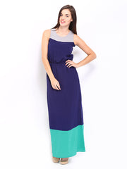 DressBerry Navy &amp; Green Color Block Maxi Berry Dress