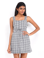 DressBerry Navy &amp; White Printed Slash Berry Dress