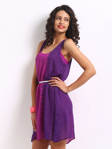 DressBerry Purple &amp; Magenta Printed Column Berry Dress