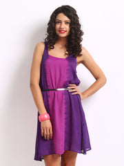 DressBerry Purple &amp; Magenta Printed Column Berry Dress