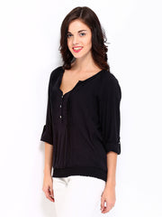 DressBerry Women Black  Peasant Top