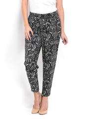 DressBerry Women Black &amp; Grey Printed Trousers