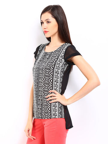 DressBerry Women Black &amp; White Printed Top
