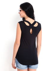 DressBerry Women Black Cross Top
