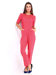 DressBerry Women Coral Pink 70s Berry Jumpsuit