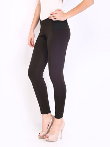DressBerry Women Dark Brown Treggings