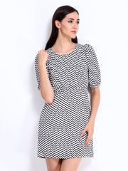 DressBerry Black &amp; White Printed Column Berry Dress