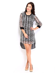 DressBerry Black &amp; Grey Printed Long N Short Berry Dress